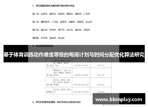 基于体育训练动作难度等级的每周计划与时间分配优化算法研究
